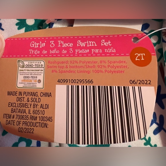 Toddler Girls 3 Piece Bathing Suit - Picture 5 of 6